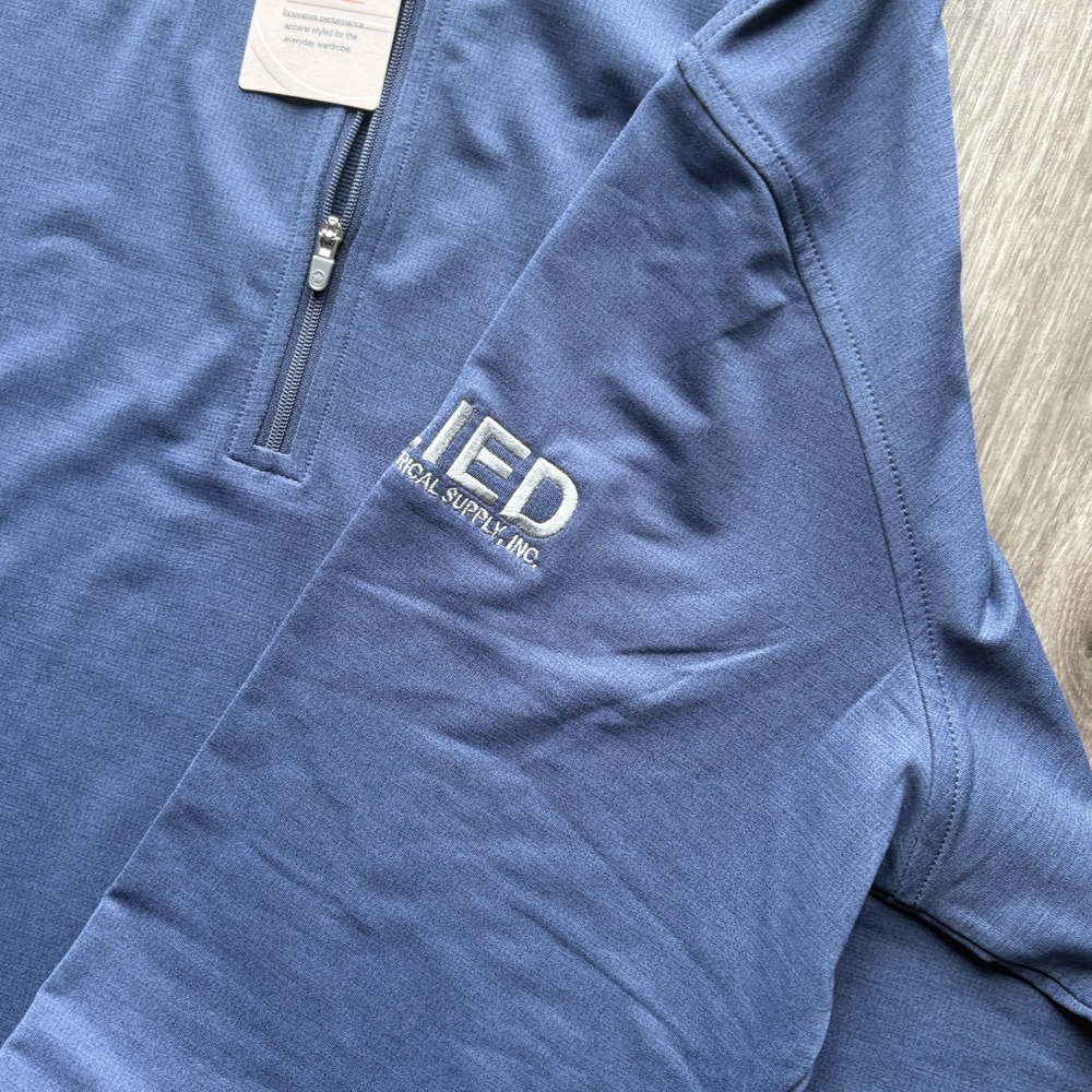 Peter Millar Crown Sport Mens XL Blue Quarter Zip Pullover Allied Logo NWT - Picture 6 of 7